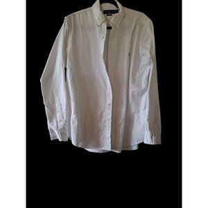 Ralph Lauren Mens Classic Fit White Button-Down Long-Sleeve Shirt 100% Cotton Em
